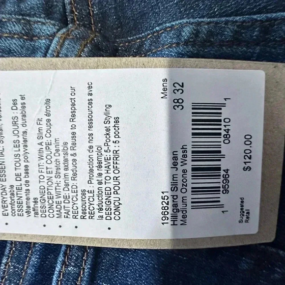 Prana Hillgard Slim Blue Jeans Mens Size 38 x 32 - Picture 6 of 7